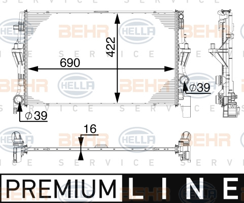 Radiator, racire motor (8MK376745501 HELLA) MERCEDES-BENZ