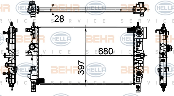 Radiator, racire motor (8MK376749861 HELLA) BUICK (SGM),OPEL,VAUXHALL