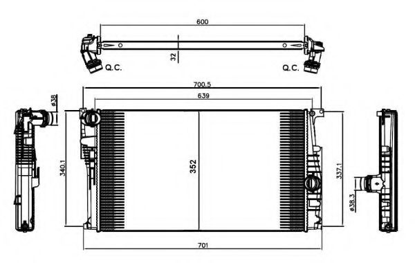 Radiator, racire motor BMW Seria 2 Cabriolet (F23) (2014 - 2016) NRF 58412 piesa NOUA