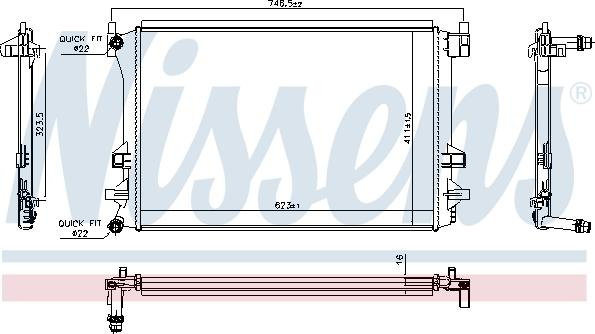 Radiator. racire motor Engine radiator fits. AUDI A1 A1 ALLSTREET A1 CITY CARVER SEAT ARONA IBIZA V SKODA FABIA IV KAMIQ SCALA V Nissens 606910