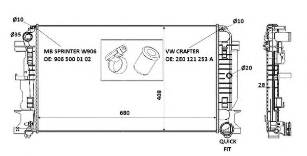 Radiator racire motor MERCEDES SPRINTER 06- /CRAFTER - Cod intern: W20151881 - LIVRARE DIN STOC in 24 ore!!!