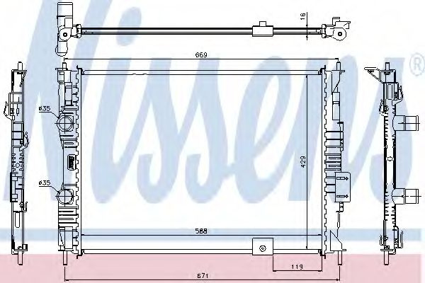 Radiator, racire motor NISSAN QASHQAI / QASHQAI +2 (J10, JJ10) (2007 - 2013) NISSENS 67363 piesa NOUA