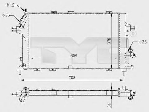 Radiator, racire motor OPEL ASTRA H (L48), OPEL ASTRA H combi (L35), OPEL ASTRA H Sport Hatch (L08) - TYC 725-0028-R