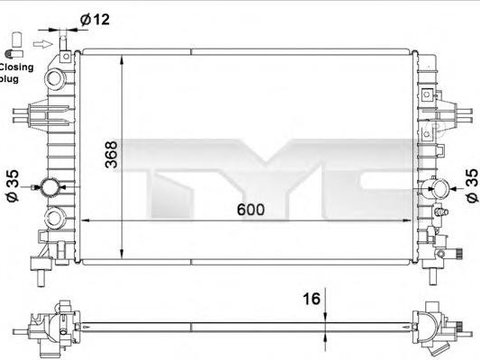 Radiator, racire motor OPEL ASTRA H (L48), OPEL ASTRA H combi (L35), OPEL ASTRA H Sport Hatch (L08) - TYC 725-0036