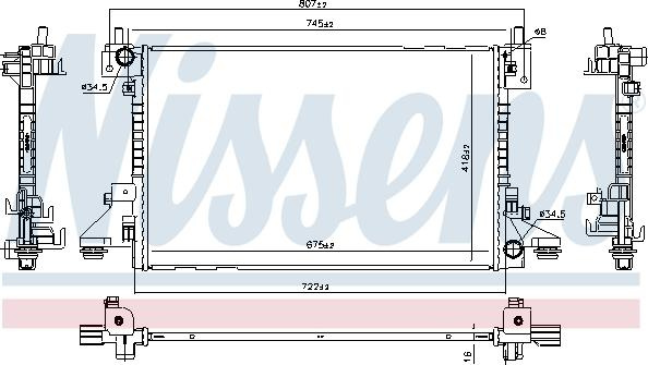 Radiator. racire motor Radiator motor se potrivește. CHEVROLET VOLT OPEL AMPERA 1.4H OPEL AMPERA (R12), Hatchback, 11.2011 - 03.2015 Nissens 630766