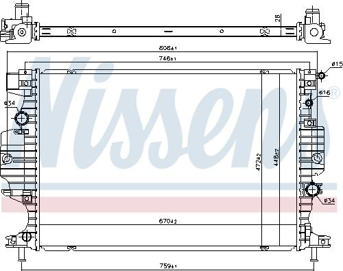 Radiator. racire motor Radiator motor se potrivește. FORD GALAXY III MONDEO V S-MAX FORD USA FUSION 1.5-2.5 FORD MONDEO V Turnier (CF), Turism, 09.2014 - Nissens 620156