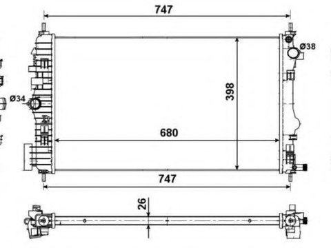 Radiator, racire motor SAAB 9-5 (YS3G) (2010 - 2012) NRF 53774 piesa NOUA