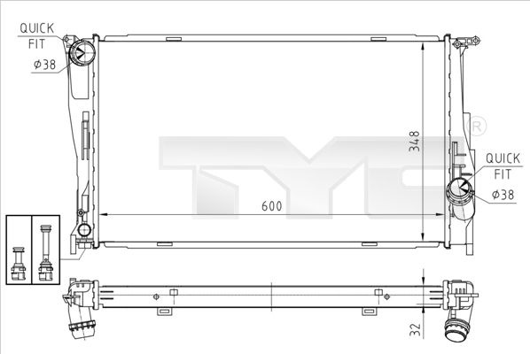 Radiator, racire motor TYC 703-0008