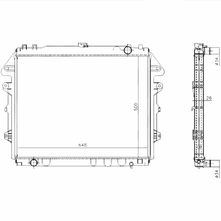 Radiator racire Toyota Hilux, 08.2005-2015, Motorizare 2, 7 118kw Benzina, tip climatizare Cu/fara AC, cutie Manuala, dimensiune 658x500x26mm, Cu lipire fagure prin brazare, Aftermarket