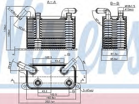 Radiator racire ulei, cutie de viteze automata VW TRANSPORTER Mk V platou / sasiu (7JD, 7JE, 7JL, 7JY, 7JZ, 7F (2003 - 2016) NISSENS 90722