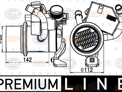 Radiator, recirculare gaze de esapament (8ME376745291 HELLA) AUDI,SEAT,SKODA,VW