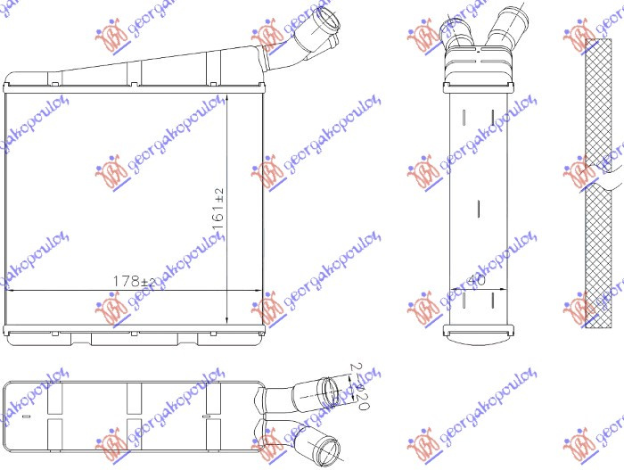 RADIATOR SUPLIMENTAR 2.0-3.2 BNZ. - 1.6-2.0 DIESEL MANUAL/AUTO (161x178) , AUDI, AUDI A3 03-08, 062806385