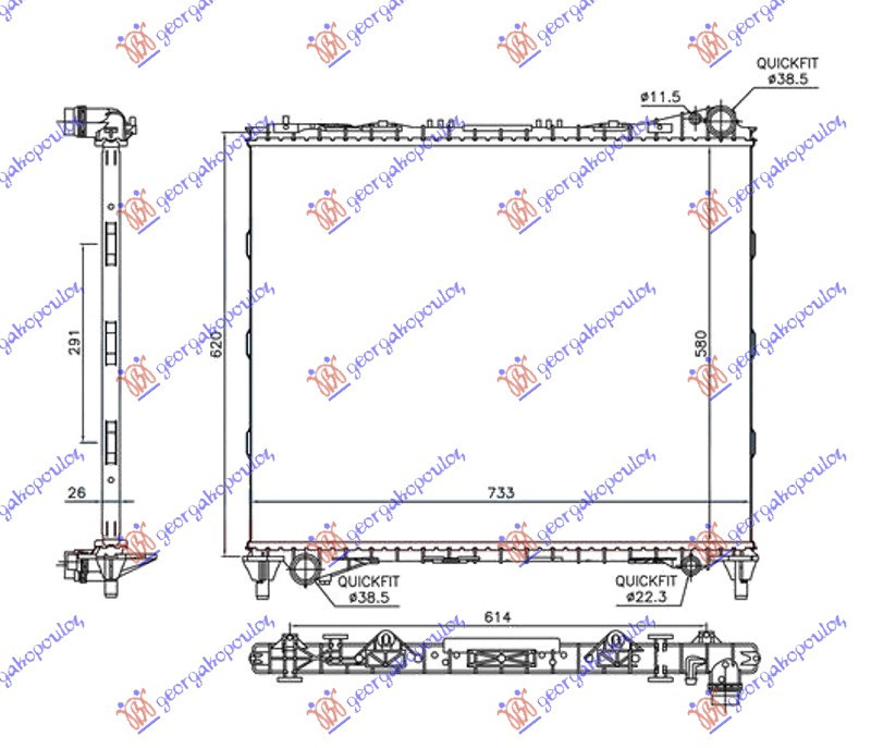 RADIATOR TOATE BENZINA-DIESEL (580X720X26), ROVER-LAND ROVER-RANGE ROVER, LAND ROVER DISCOVERY 5 16-21 (L462), 692106300