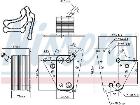 Radiator ulei 90802 NISSENS pentru Opel Astra Opel Zafira Fiat Croma