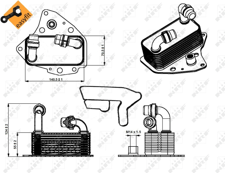 RADIATOR ULEI TERMOFLOT ~ ALFA ROMEO BRERA (939_) 2.0 JTDM (939DXP1B) 2.0 JTDM (939DXQ1B) 163cp 170cp 2008 2009 2010 ~ NRF 31343 ~ NRF