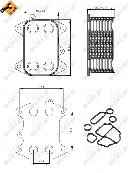 RADIATOR ULEI TERMOFLOT ~ AUDI A3 (8P1) 2.0 TDI 1.6 TDI 2.0 TDI 16V quattro 2.0 TDI 16V 2.0 TDI quattro 105cp 136cp 140cp 170cp 90cp 2003 2004 2005 2006 2007 2008 2009 2010 2011 2012 ~ NRF 31263 ~ NRF