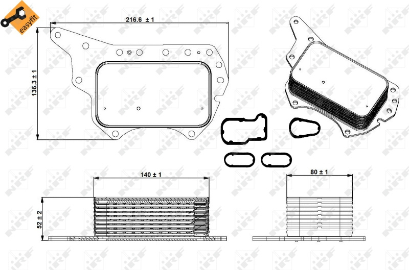 RADIATOR ULEI TERMOFLOT ~ NISSAN QASHQAI / QASHQAI +2 I VAN (J10, JJ10E) 1.6 dCi 1.6 dCi All-wheel Drive 131cp 2013 2014 ~ NRF 31337 ~ NRF