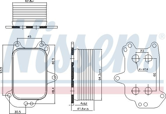 Radiator ulei. ulei motor Oil cooler DS DS 3 DS 4 DS 5 CITROEN BERLINGO BERLINGO MULTISPACE BERLINGO-MINIVAN C3 AIRCROSS I CITROËN C-ELYSEE (DD_), Sedan, 11.2012 - Nissens 90966