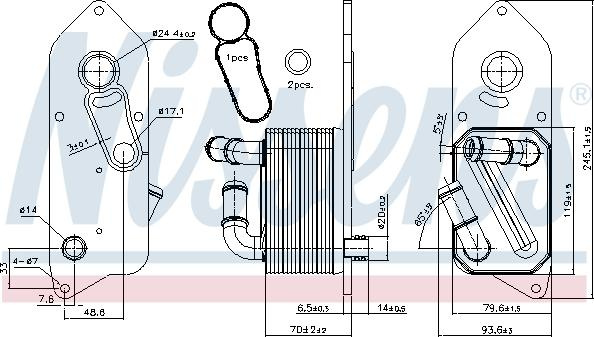 Radiator ulei. ulei motor Oil cooler FORD TOURNEO CUSTOM V362 TRANSIT CUSTOM V362 TRANSIT V363 2.0 d-2.0DH 12.15- FORD TRANSIT V363 (FCD, FDD), Van, 08.2013 - Nissens 90892