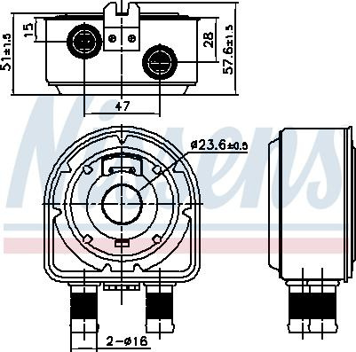 Radiator ulei. ulei motor Oil radiator HYUNDAI GENESIS GRANDEUR IX35 SANTA FE II SANTA FE III SONATA V SONATA VI KIA OPTIM HYUNDAI GRANDEUR (HG), Sedan, 01.2011 - Nissens 91295