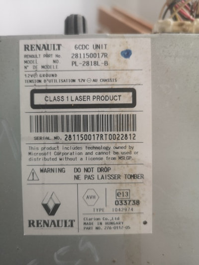 Radio CABASSE tronic cd 281150017R, Renault Laguna