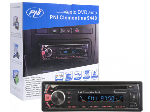 Radio DVD auto PNI Clementine 9440 1 DIN radio FM, SD, USB, iesire video si Bluetooth PNI-DVD-9440