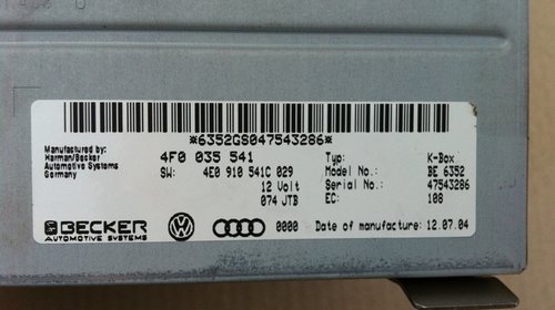 Radio K-BOX Audi A4 A5 A6 A8 Q7 4F003554