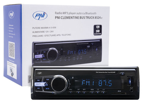 Radio Mp3 Player Auto Pni Clementine Bus Truck 8524bt Rds 4x45w 12v/24v Cu Sd, Usb, Aux, Rca Si Bluetooth Pni Cod:Pni-8524bt