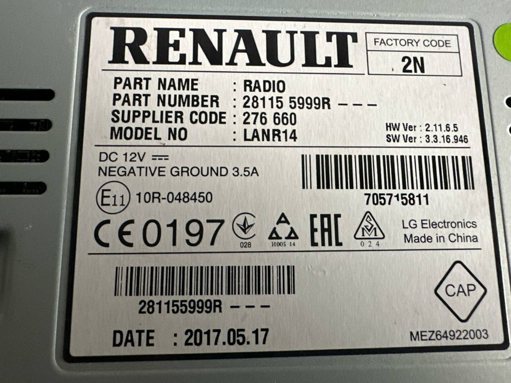 Radio/Navigatie 281155999R RENAULT Megan
