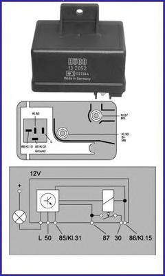 Releu instalatia de comanda bujii incandescente 132052 HITACHI pentru Renault 20 CitroEn Ax CitroEn Visa CitroEn Bx CitroEn C25 CitroEn C15 Peugeot 205 Peugeot 305 Peugeot 309 Peugeot 405 Peugeot 505 Peugeot 605 Peugeot J5 Fiat 131 Fiat Ducato Seat I