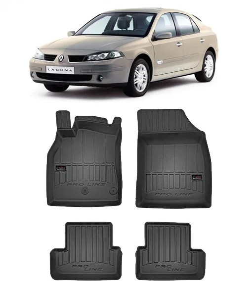 Renault Laguna II, Hatchback, Din 01.2001 - 06.2007 , Set Covorase Auto Tip Tavita Premium 3D, din cauciuc 3D408883*1-C436