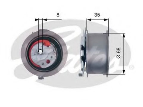 Rola intinzatoare T43181 GATES pentru Vw Jetta Vw Vento Vw Tiguan Audi A3 Vw Passat Audi A6 Seat Leon Seat Altea Vw Bora Vw Golf Audi A4 Vw Beetle Vw Novo Seat Toledo Vw Cc Skoda Octavia Audi Q5 Skoda Superb Audi Tt Audi A5 Seat Exeo Skoda Yeti