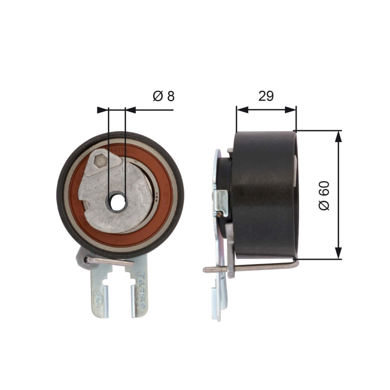 Rola intinzator curea distributie # CitroEn Jumpy 2007 2008 2009 2010 2011 2012 2013 2014 2015 2016 2017 2018 2019 2020 2021 2022 2023 2024 2025 # T43158 # GATES