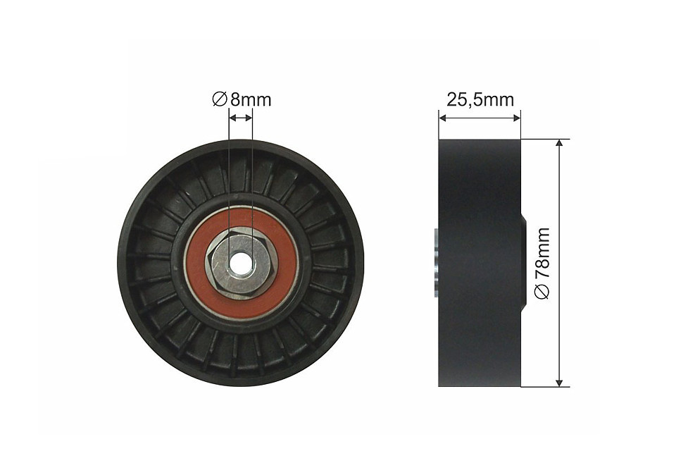 ROLA INTINZATOR CUREA TRANSMISIE, AUDI 80, A6, CABRIOLET, FORD GALAXY, SEAT ALHAMBRA, CORDOBA, CORDOBA VARIO, IBIZA II, INCA, TOLEDO I, VW CADDY II, CORRADO, GOLF III, GOLF IV 1.6-2.5D 02.88-03.10
