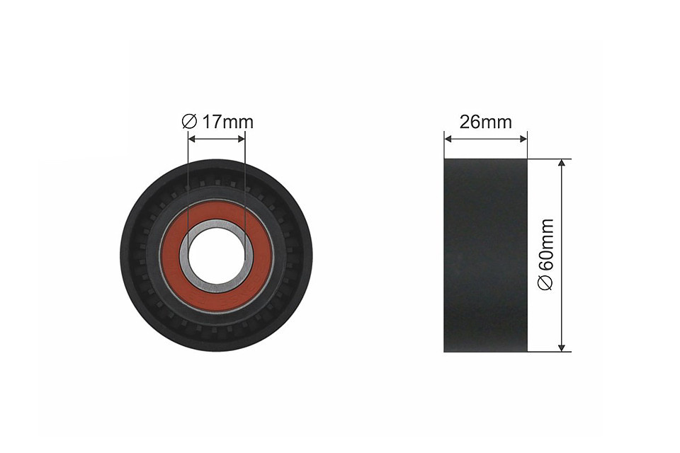 ROLA INTINZATOR CUREA TRANSMISIE, CITROEN BERLINGO, C5 III, JUMPY, NEMO, XSARA PICASSO, FIAT SCUDO, PEUGEOT 206, 206+, 206 SW, 407, 407 SW, BIPPER, BIPPER TEPEE, EXPERT 1.4D/1.6 d 09.01-