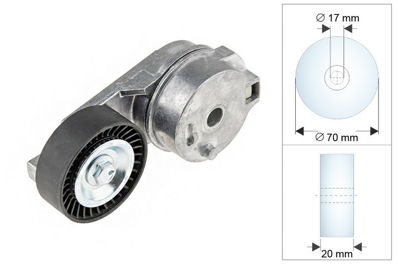 ROLA INTINZATOR CUREA TRANSMISIE JEEP GRAND CHEROKEE 3 2004->2010 Diametru exterior mm 70, Latime mm 20, automatic, agregat antrenat:generator pentru 5.7 Overland Hemi V8 4x4, 5.7 V8 4x4-240 KW; 6.1 SRT8 4x4-313 KW; 5.7-240 KW;