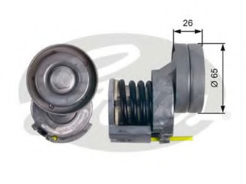 Rola intinzator curea transmisie T39023 GATES pentru Vw Passat Seat Alhambra Vw Touran Vw Jetta Vw Vento Vw Golf Audi A1 Skoda Roomster Vw Polo Seat Ibiza Vw Tiguan Audi A3 Vw Cc Vw Beetle Vw Novo Vw Rabbit Vw Bora Seat Altea Seat Leon Skoda Superb V