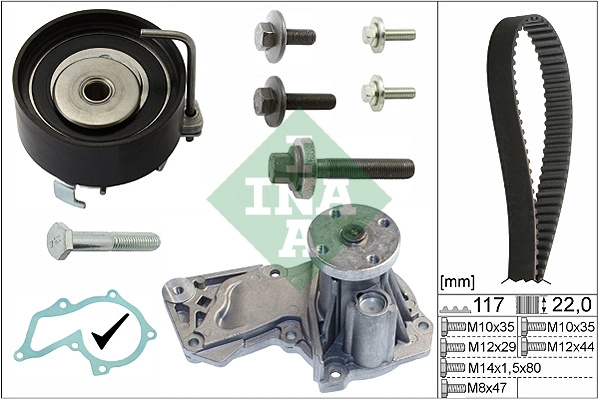 Schaeffler INA Set pompa apa + curea dintata 530049530 la FORD FUSION (JU_) FXJA; FXJB; FXJC 1388cc 80cp 59kW 2002 2003 2004 2005 2006 2007 2008 2009 2010 2011 2012