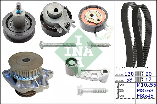 Schaeffler INA Set pompa apa + curea dintata 530008931 model SEAT AROSA (6H1) AFK; AQQ; AUB 1390cc 100cp 74kW 2000 2001 2002 2003 2004