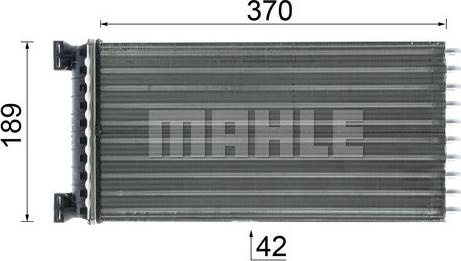 Schimbator caldura. incalzire habitaclu Heater 370x189x42mm DAF 65 CF 75 CF 85 CF CF CF 65 CF 75 CF 85 XF 105 XF 106 XF 95 DAF 85 CF (AD85), 02.1998 - 12.2000 MAHLE AH 50 000P