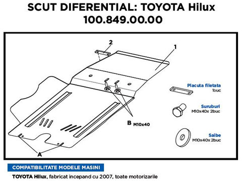 Scut Diferential Metalic Toyota Hilux 2007-. Toate Moto Asam 100.849.00.00 65522