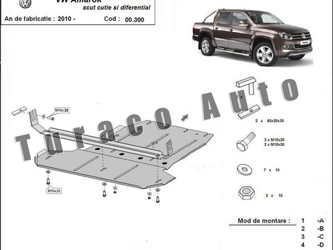 Scut metalic cutie de viteza + diferential Volkswagen Amarok 2.0, 2.2, 2.5 tdi, 4x4 2010-2017