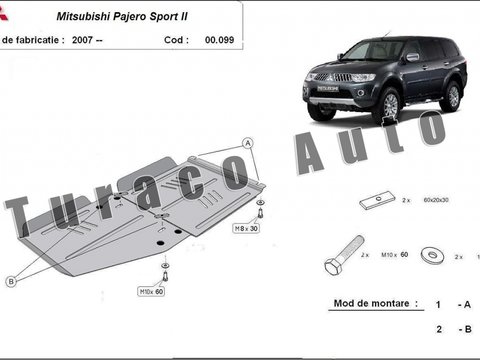 Scut metalic cutie de viteza + diferential Mitsubishi Pajero Sport II, 2.5Td, 3.0, 3.2Td, 3.5 2007-2017