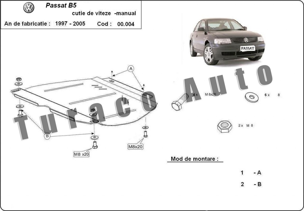 Scut metalic cutie de viteza manuala Volkswagen Passat B5 / Passat Facelift (B5.5) 1997-2005