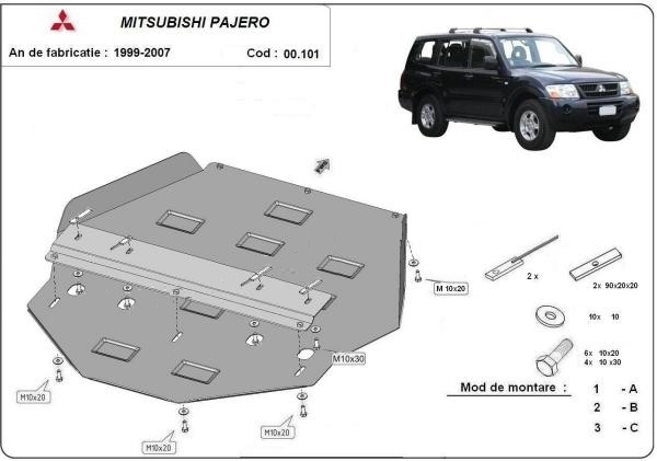 Scut metalic cutie de viteze Mitsubishi Pajero 3 (V60, V70) Vers. 2.0 1998-2007