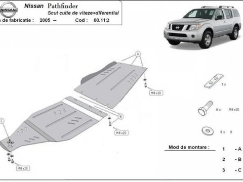 Scut metalic cutie de viteze si diferential Nissan Pathfinder 2005-2014