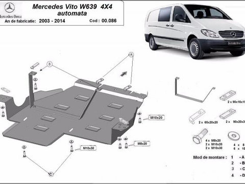 Scut metalic cutie de viteze si reductor Mercedes Vito 4x4 automata W639 2003-2014