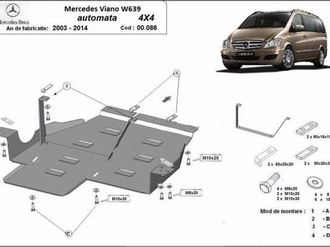 Scut metalic cutie de viteze si reductor Mercedes Viano W639 4x4 automata 2003-2014