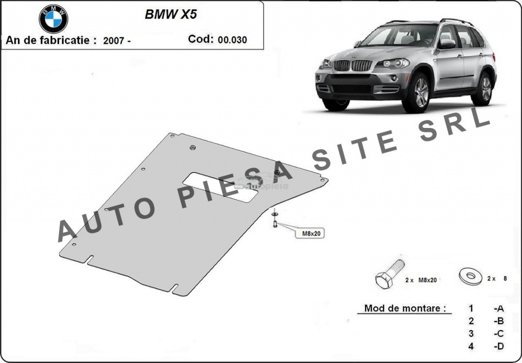 Scut metalic cutie viteze BMW X5 F15 fabricat incepand cu 2013 APS-00,030 piesa NOUA