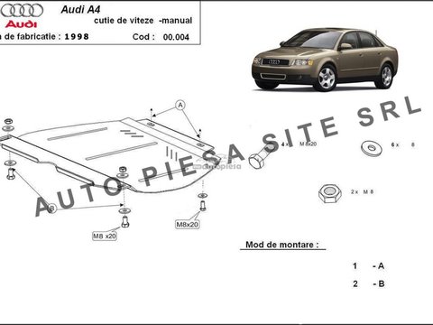 Scut metalic cutie viteze manuala Audi A4 B6 (4 cilindrii) fabricat in perioada 2001 - 2005 APS-00,004 piesa NOUA